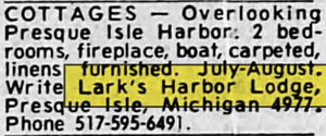 Larks Harbor Lodge Motel - Jun 1974 Ad (newer photo)